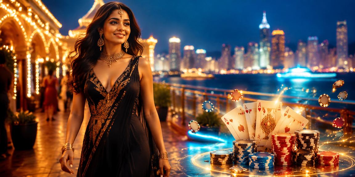 Indian player enjoying poker game on mobile device